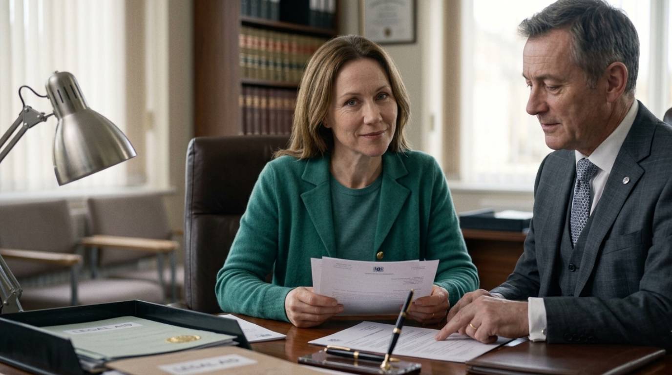 Injured worker reviewing the stopped-benefits notice with an attorney